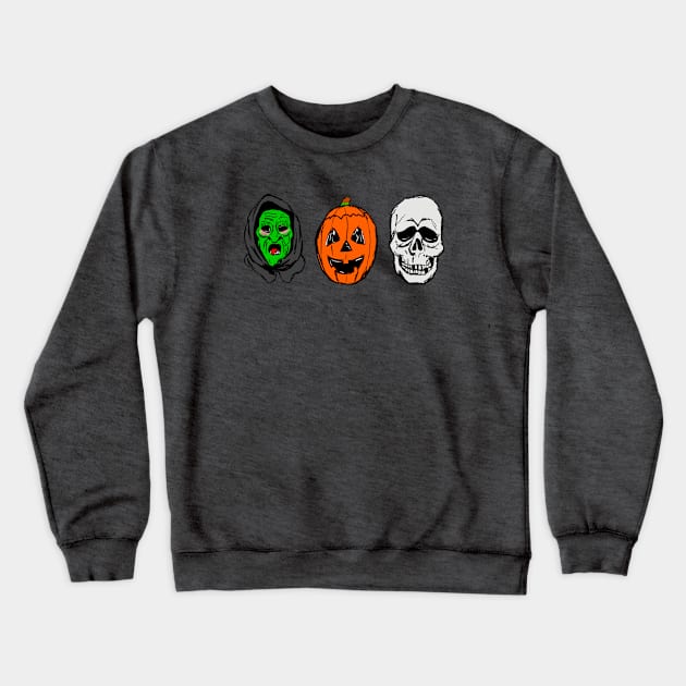 Halloween 3 Season Of The Witch Silver Shamrock Masks Crewneck Sweatshirt by Jamie Collins